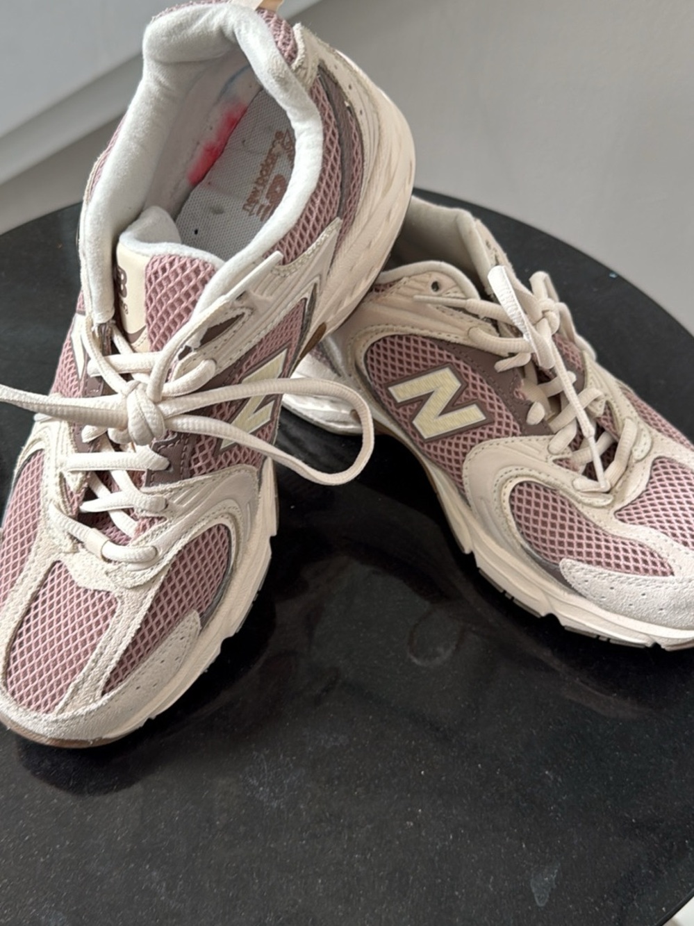 New Balance Women's Pink and Cream Athletic Sneakers